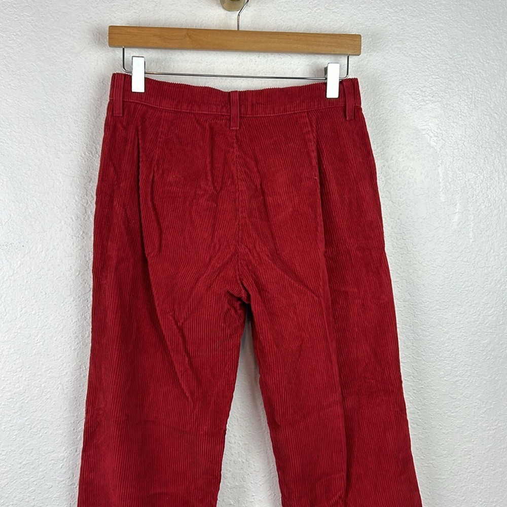 Perfect Reformation Dillon Red Wide Rib Corduroy High Rise Straight Leg Pant 27 - Picture 7 of 9